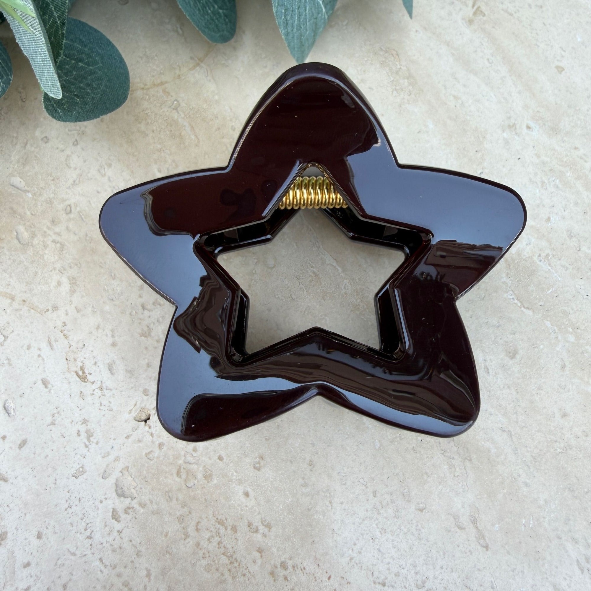 Yıldız Model Kemik Mandal Toka (Kahverengi)