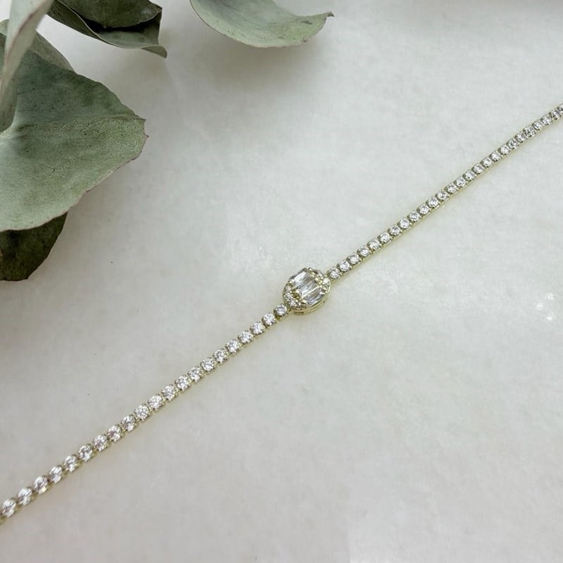 Yuvarlak Baget  Taşlı Tamtur Bileklik (17+2 cm)