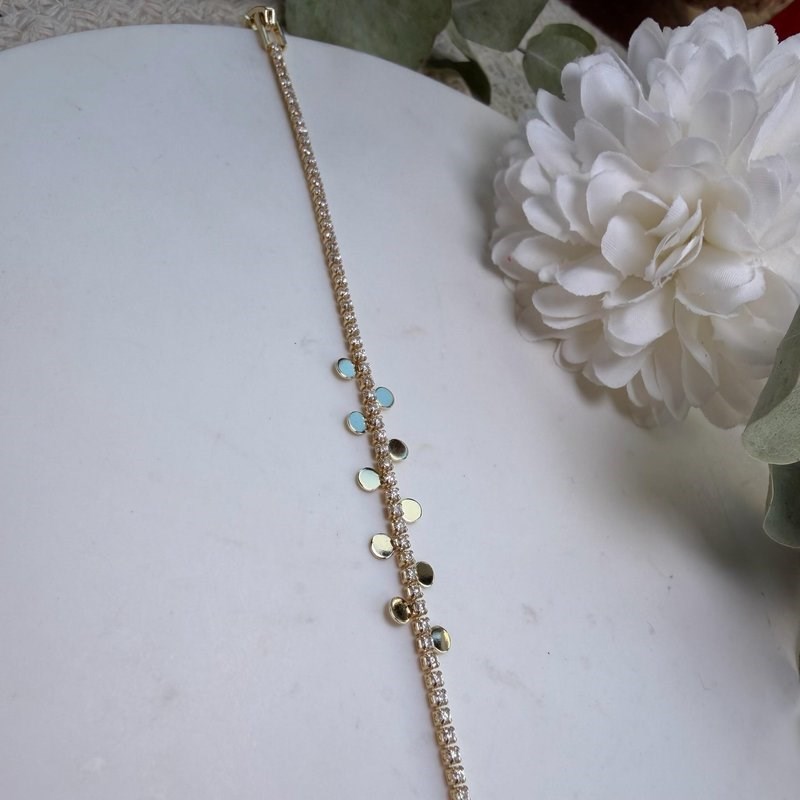 Yuvarlak Plakalı Gold Tamtur Bileklik (17 cm)