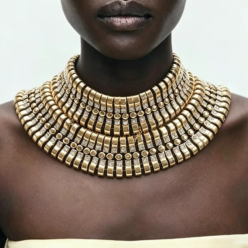 ZR Taşlı Metal Choker Kolye