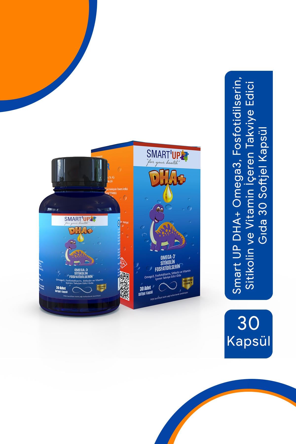 Smart UP DHA+ Omega3, Fosfotidilserin, Sitikolin ve Vitamin İçeren Takviye Edici Gıda 30 Softjel Kapsül