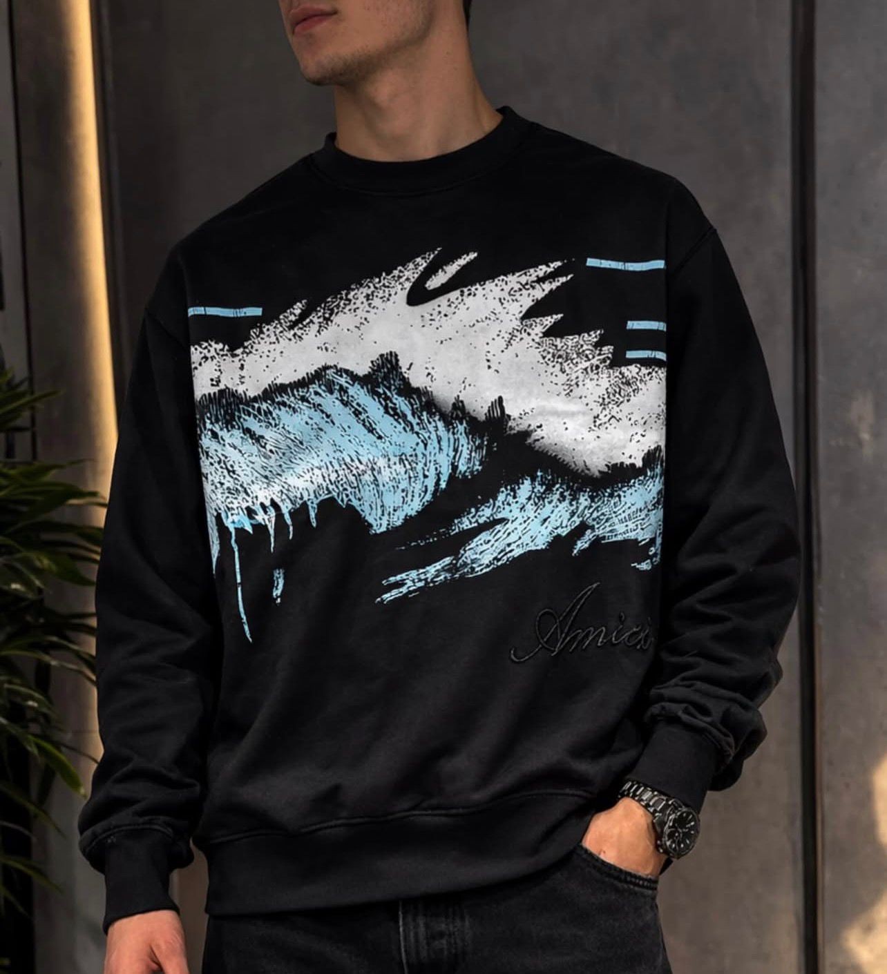 AMIRI NAKIŞ YAZILI ERKEK SWEAT 