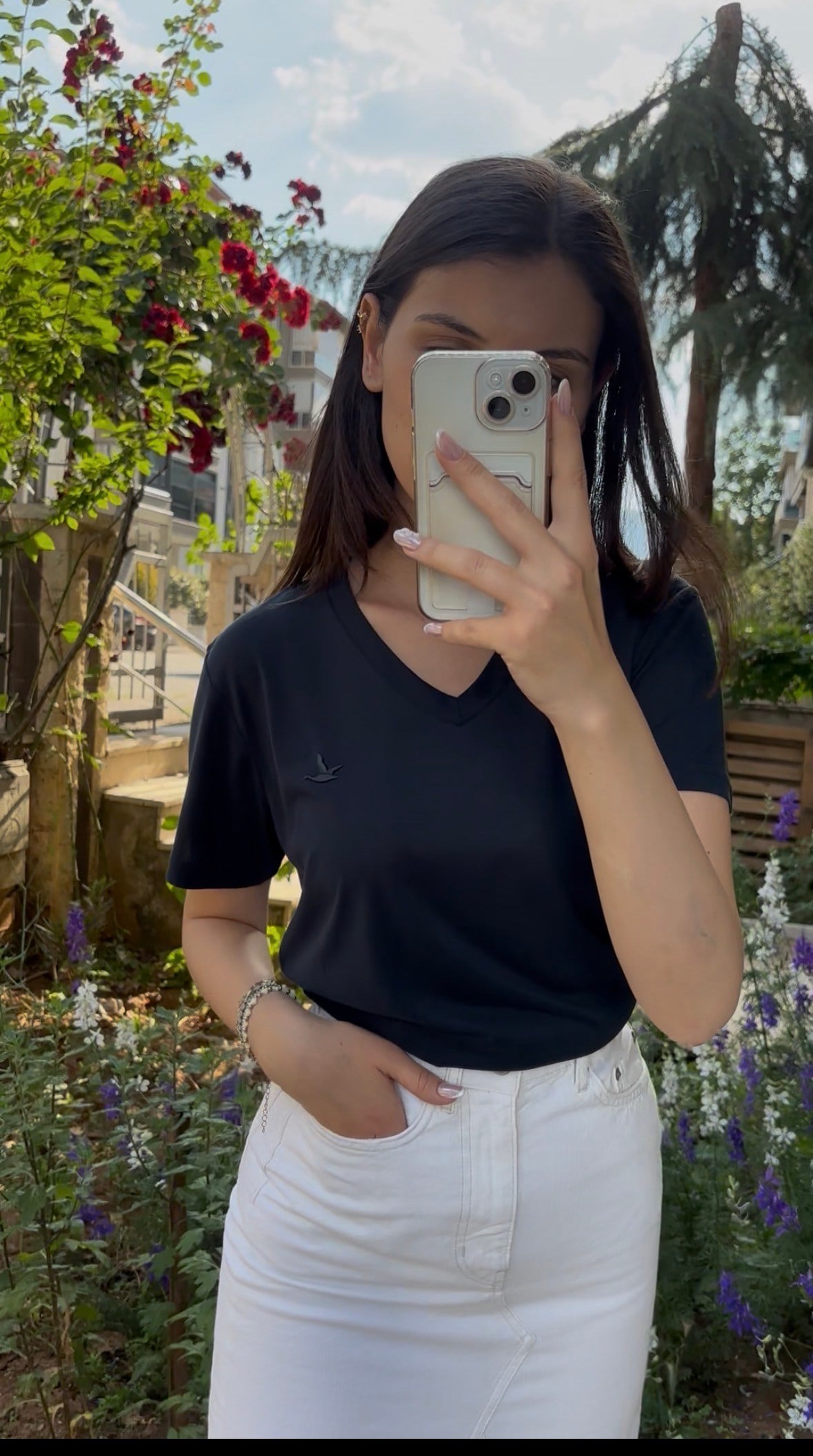 BYMN V YAKA MODAL KUMAŞ KADIN LACİVERT T SHIRT