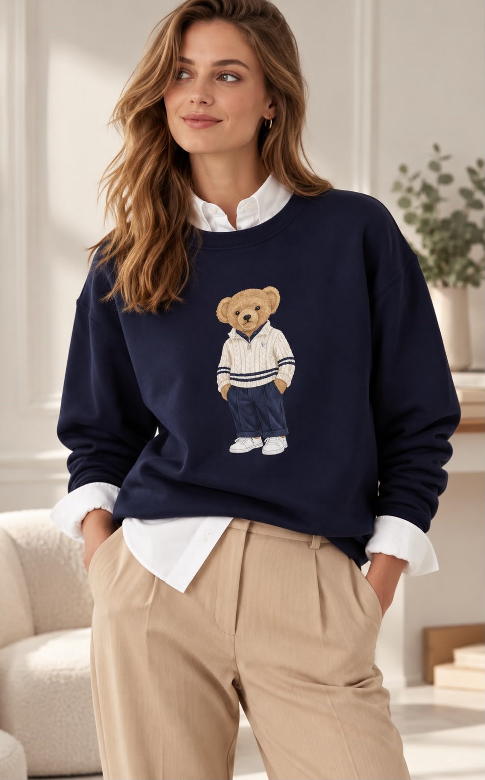 KADIN LACİVERT İNCE MEVSİMLİK SWEATSHIRT