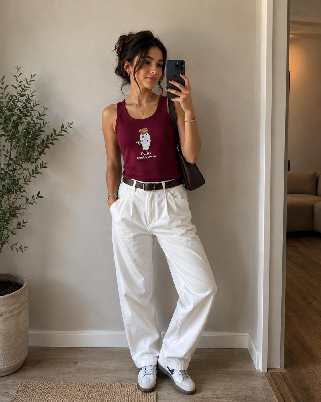 PRL BORDO RALPH LAUREN RİBANA KUMAŞ ATLET 