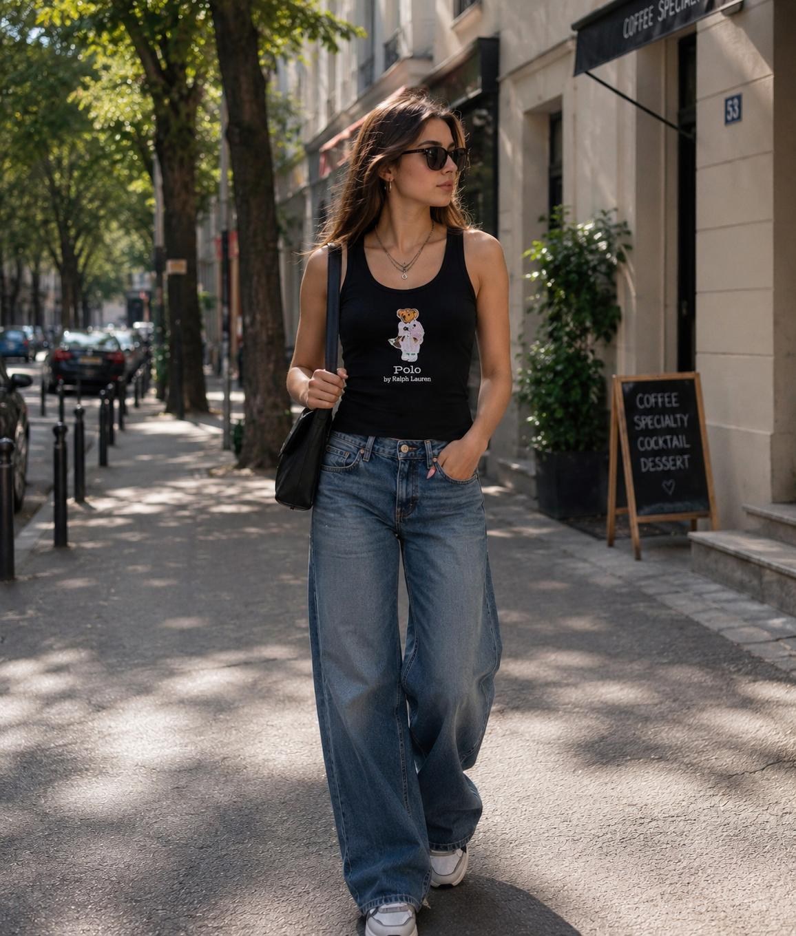 PRL  SİYAH RALPH LAUREN RİBANA KUMAŞ ATLET 