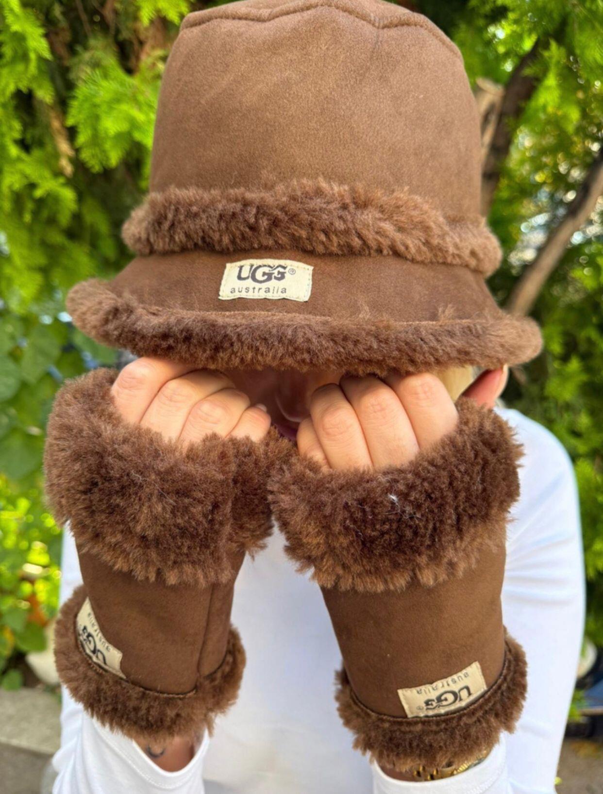 UGG KOYU KAHVE ŞAPKA-ELDİVEN TAKIM