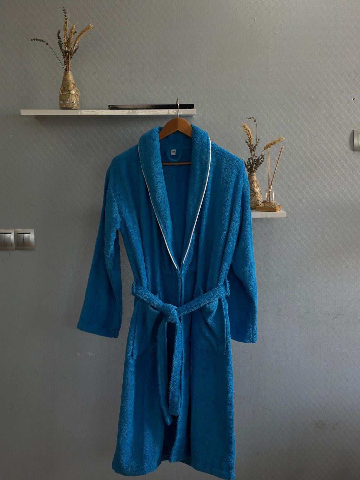 UNISEX İTHAL MAVI BORNOZ