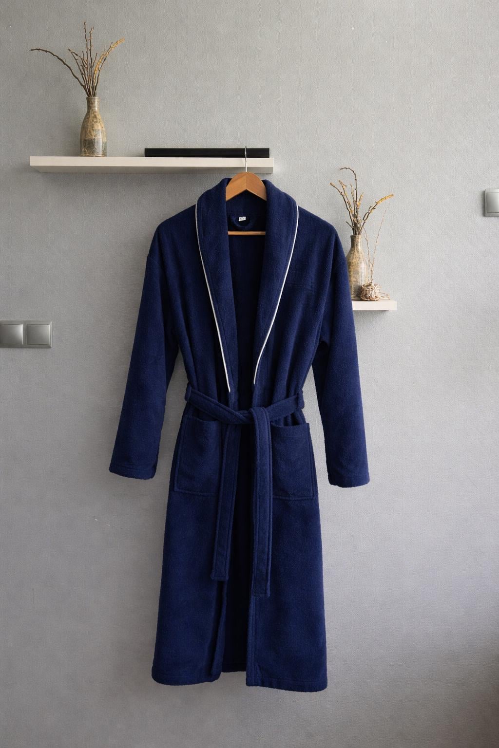 UNISEX KOYU MAVİ İTHAL BORNOZ