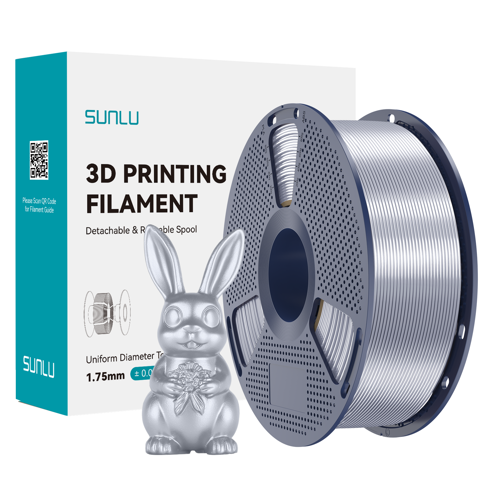 SUNLU Silk PLA+ Filament Silver