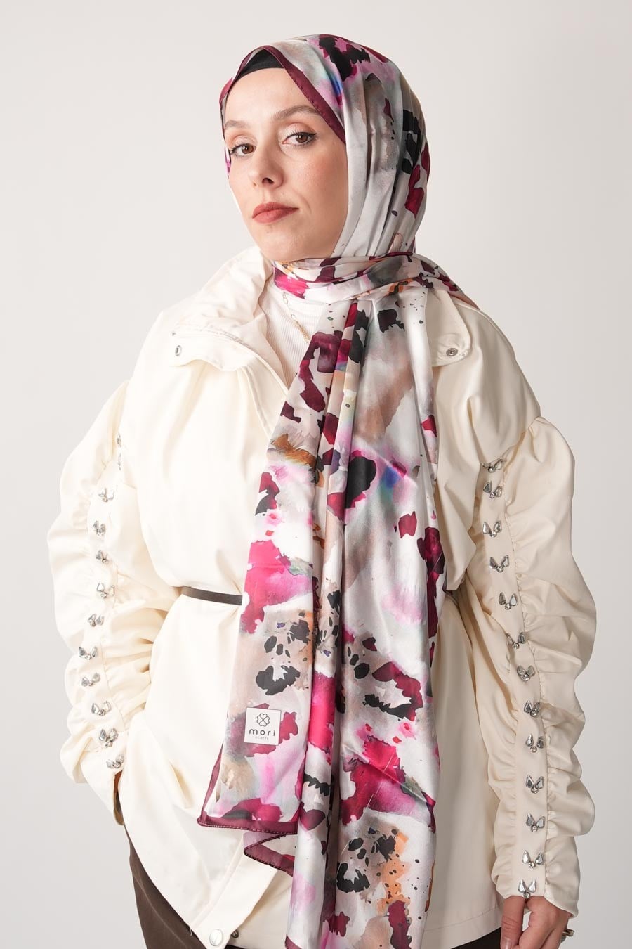 Ash Leopard Desen Hint Vual Şal Bordo