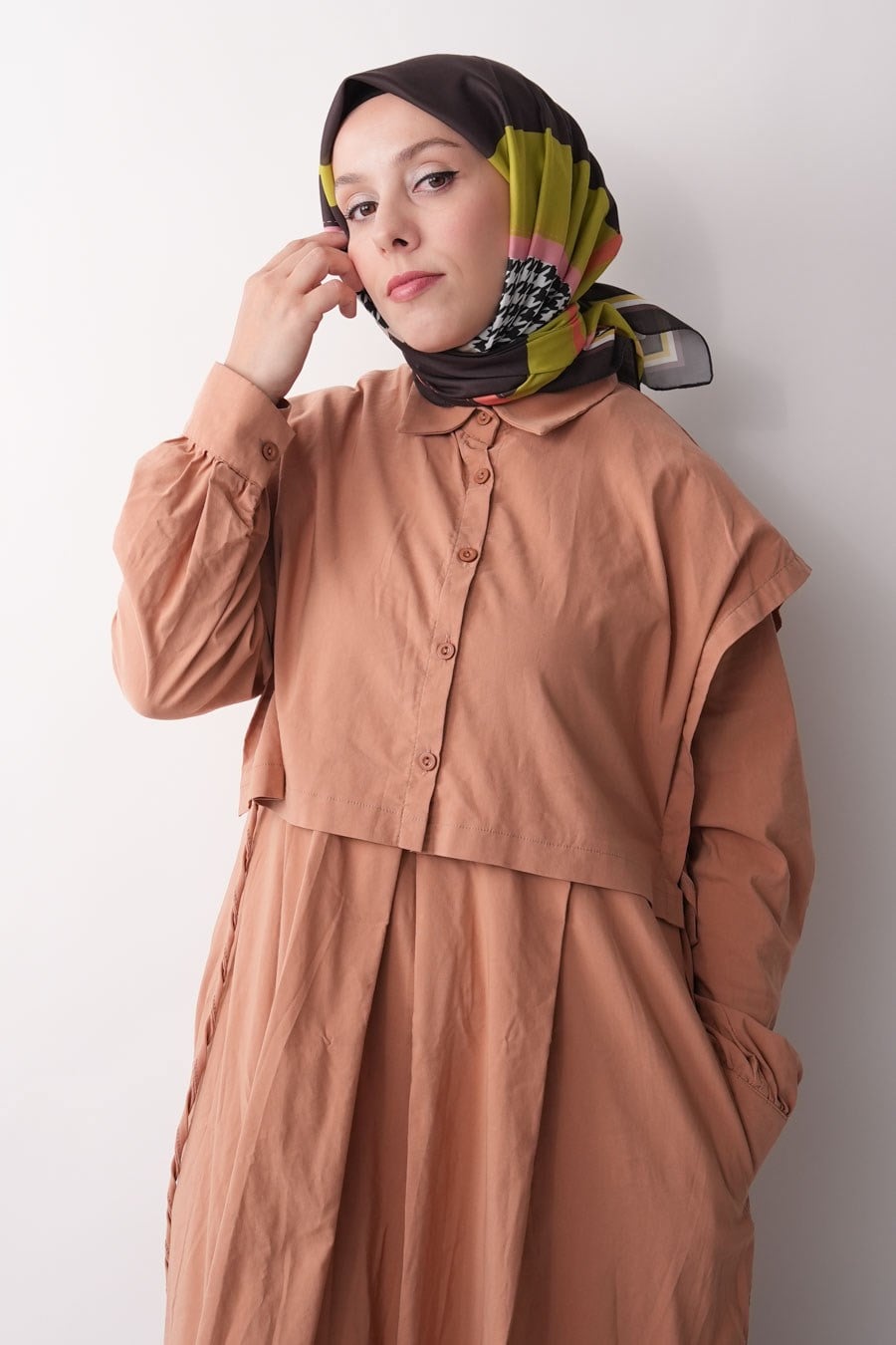 Fashion Steps Desen Soft Eşarp Kahverengi