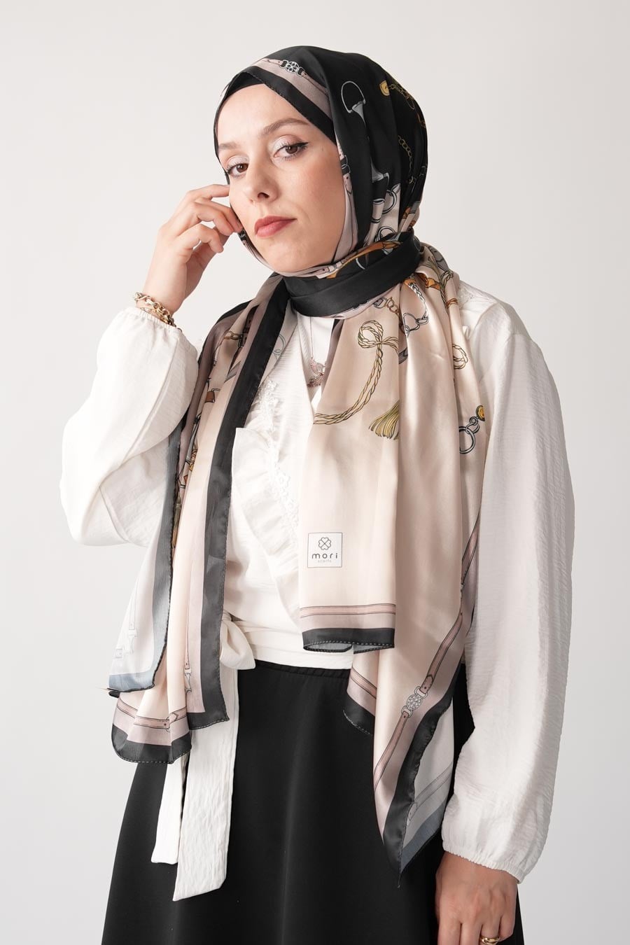 Lustre Desen Hint Vual Şal Siyah