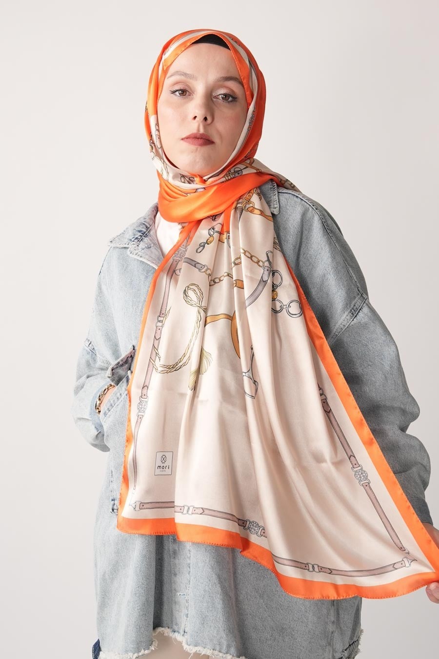Lustre Desen Hint Vual Şal Turuncu