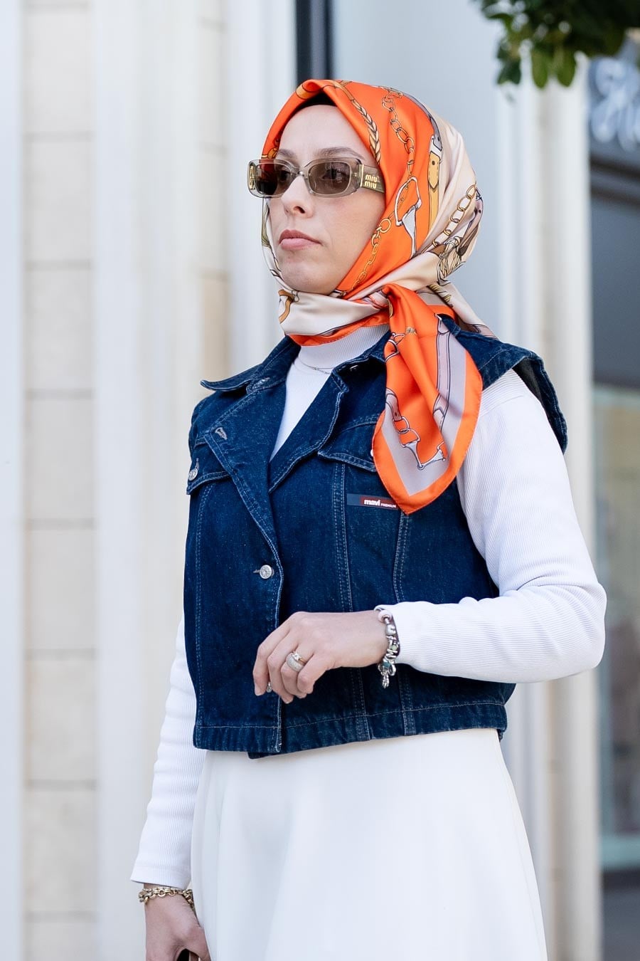 Lustre Desen İpeksi Rayon Eşarp Turuncu