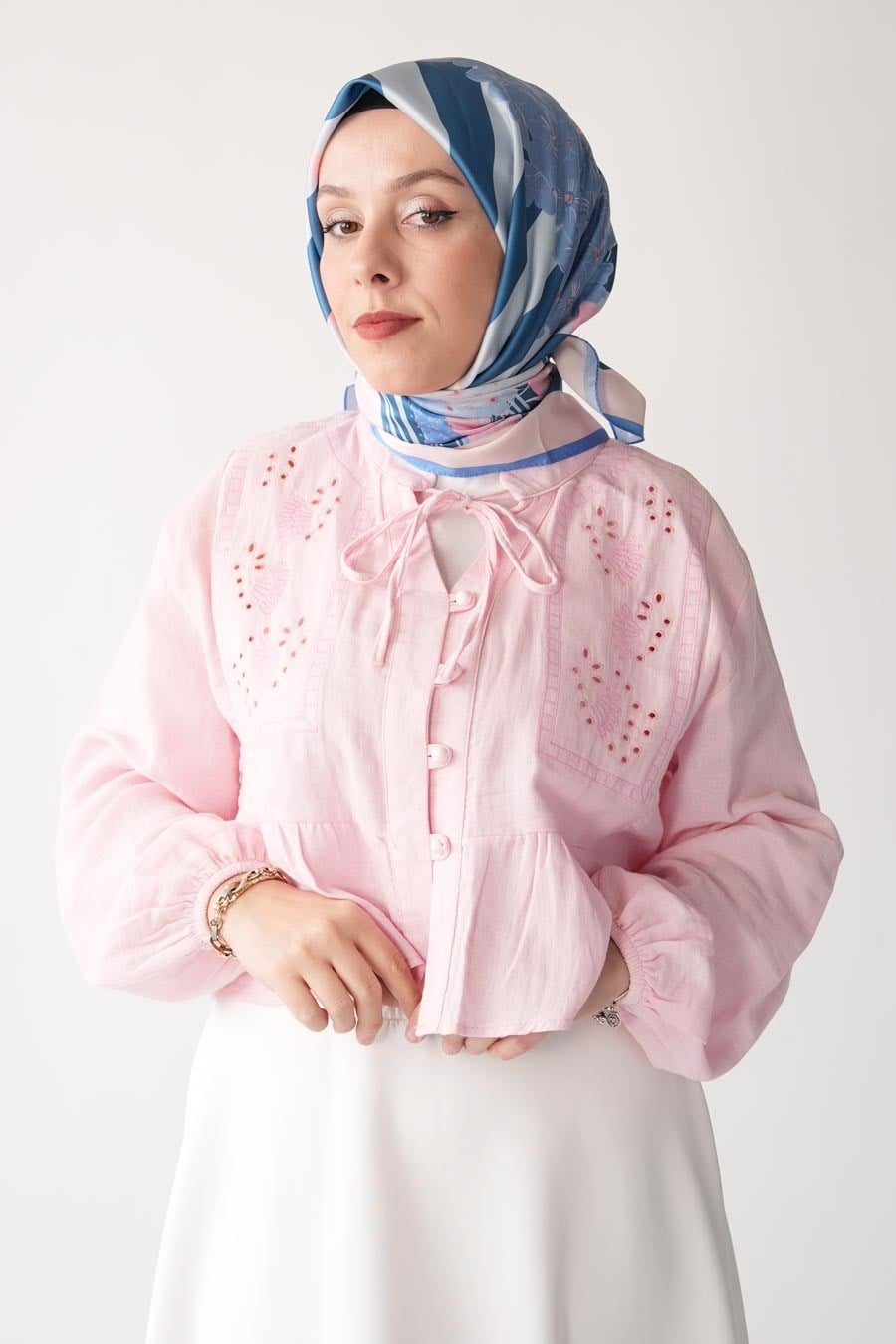 Luvia Desen İpeksi Rayon Eşarp Mavi