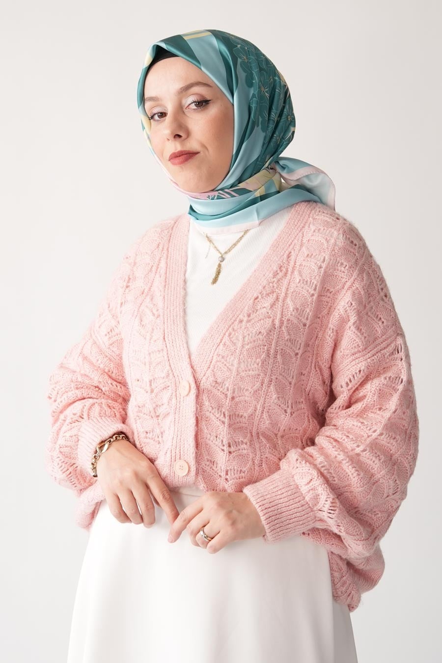 Luvia Desen İpeksi Rayon Eşarp Turkuaz