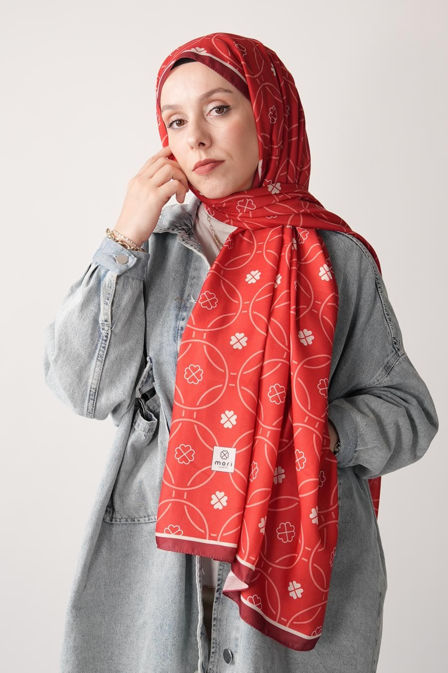 Mono Mori Desen Soft Şal Kırmızı