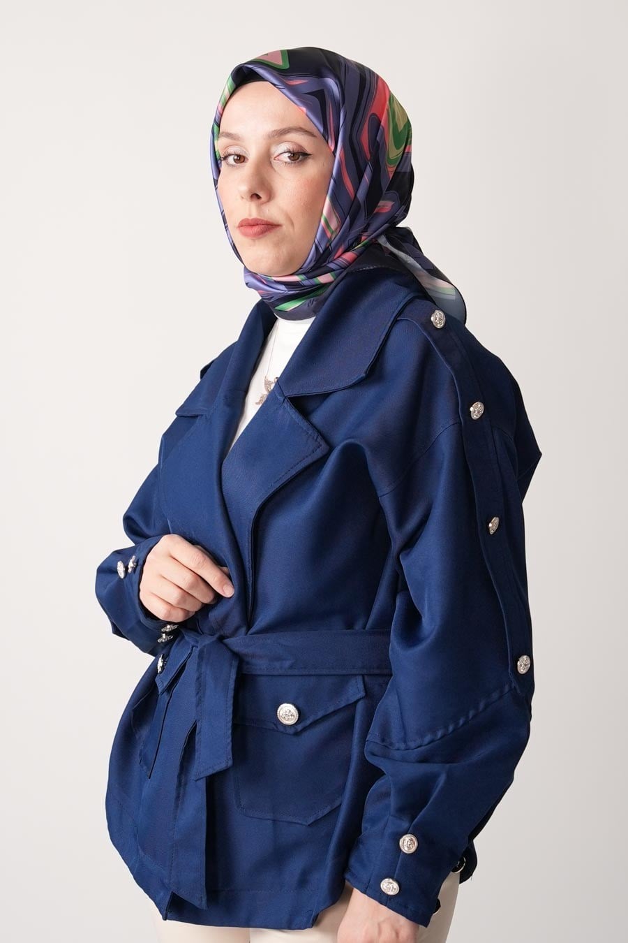 Nude Matrix Desen İpeksi Rayon Eşarp Mor