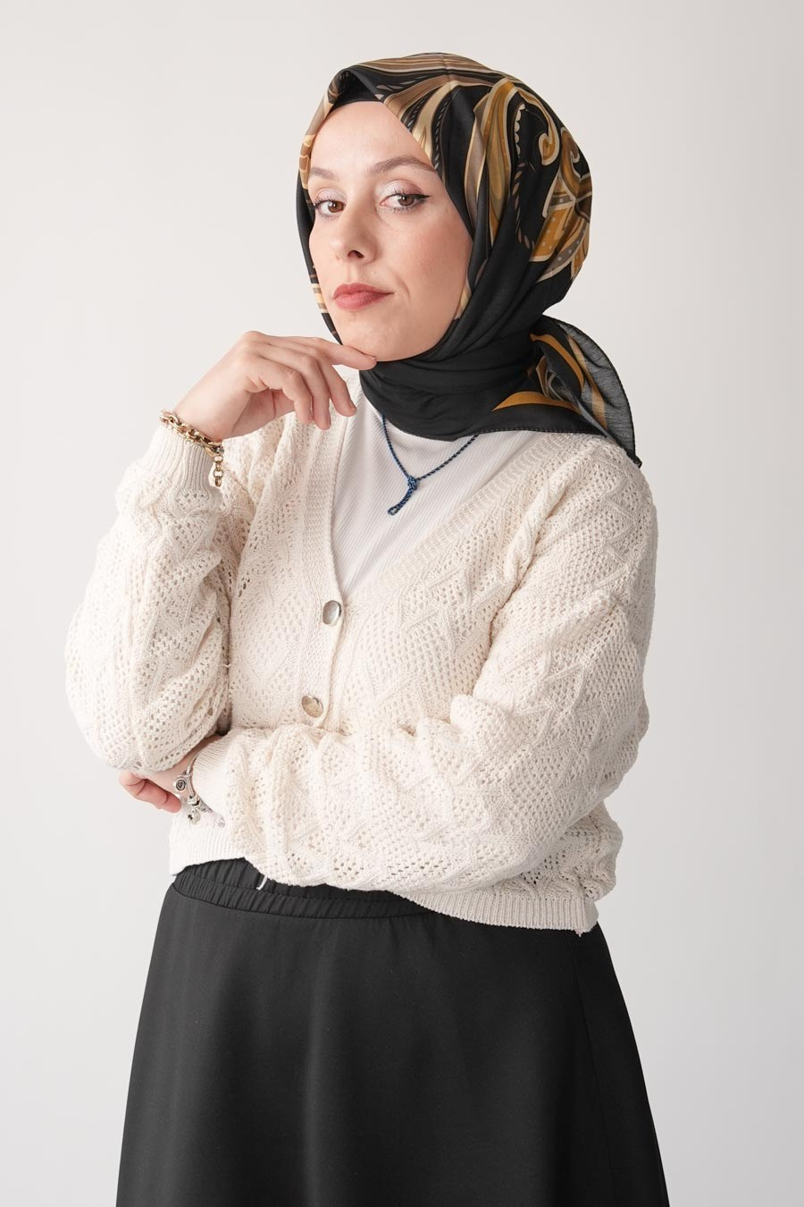 Paisley Desen Soft Eşarp Siyah
