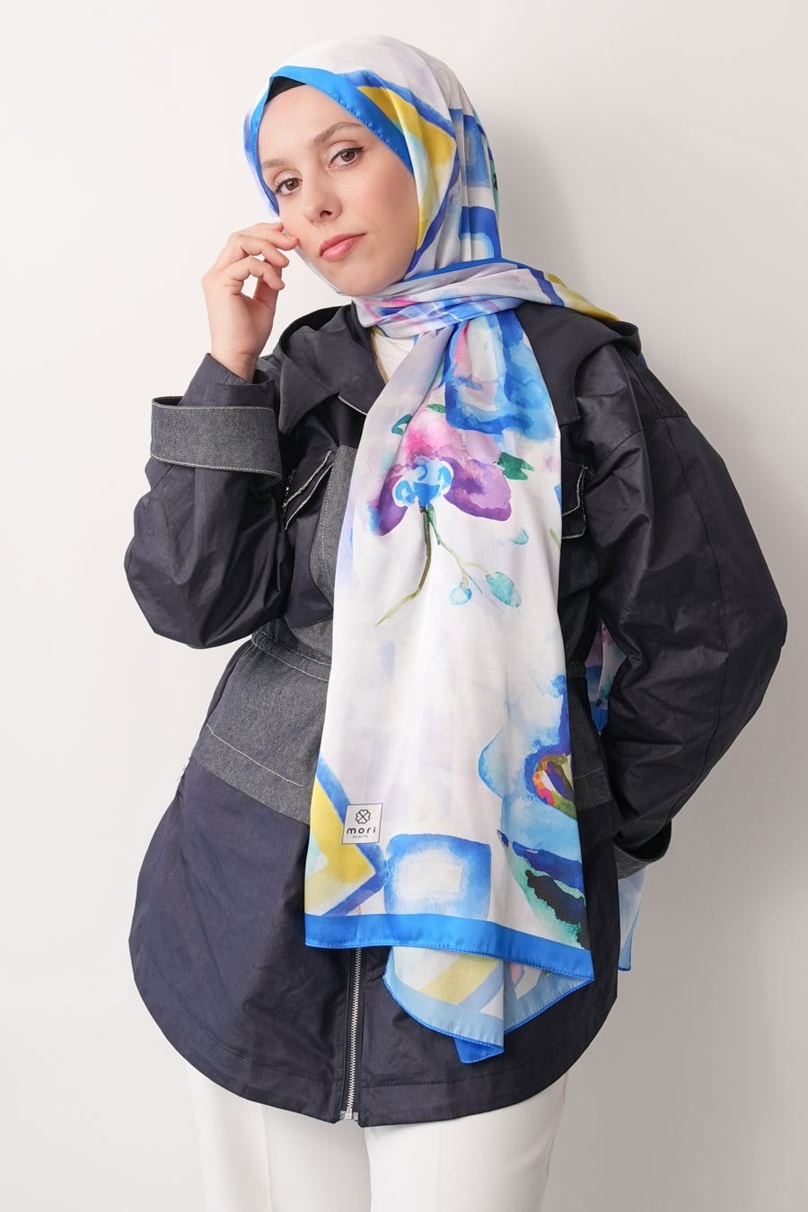 Pia Garden Desen Hint Vual Şal Ocean Blue