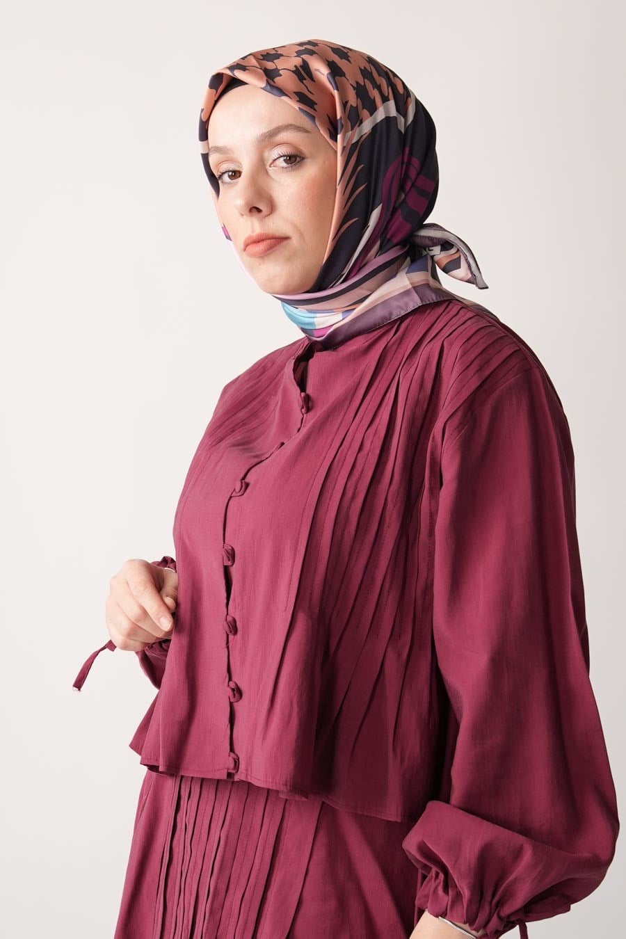 Secret Desen İpeksi Rayon Eşarp Mor