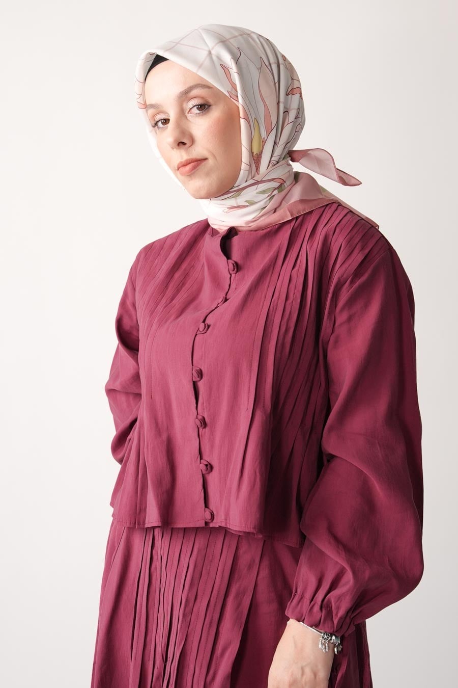 Velvet Moss Desen Soft Eşarp Pudra