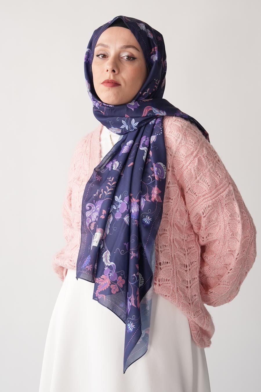 Wild Bloom Desen Soft Şal Mor