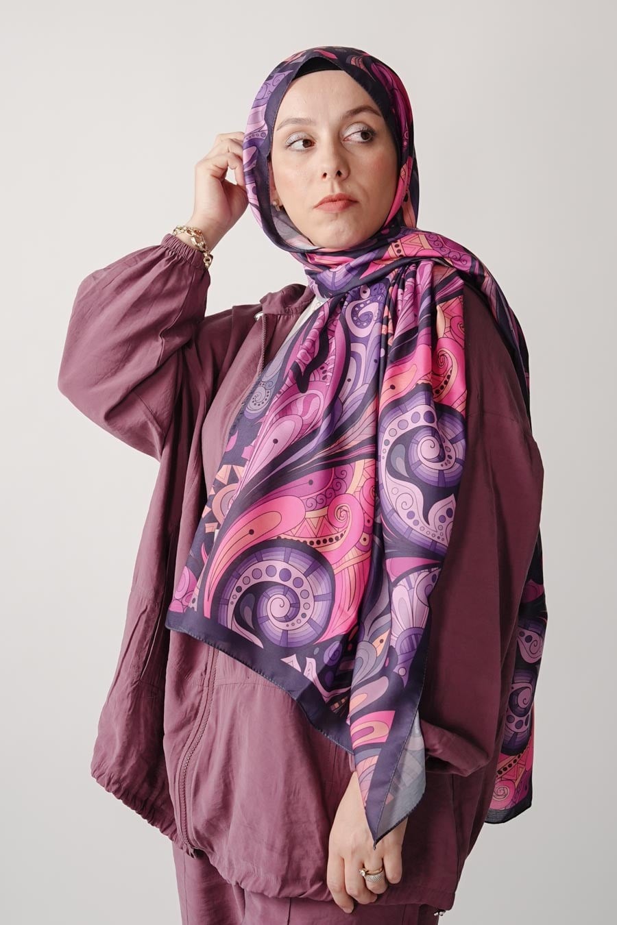 Ginger Trace Desen Soft Şal Mor