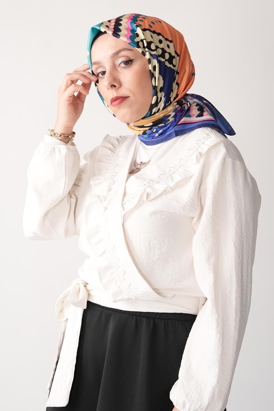 Soft Point Desen İpeksi Rayon Eşarp Mor