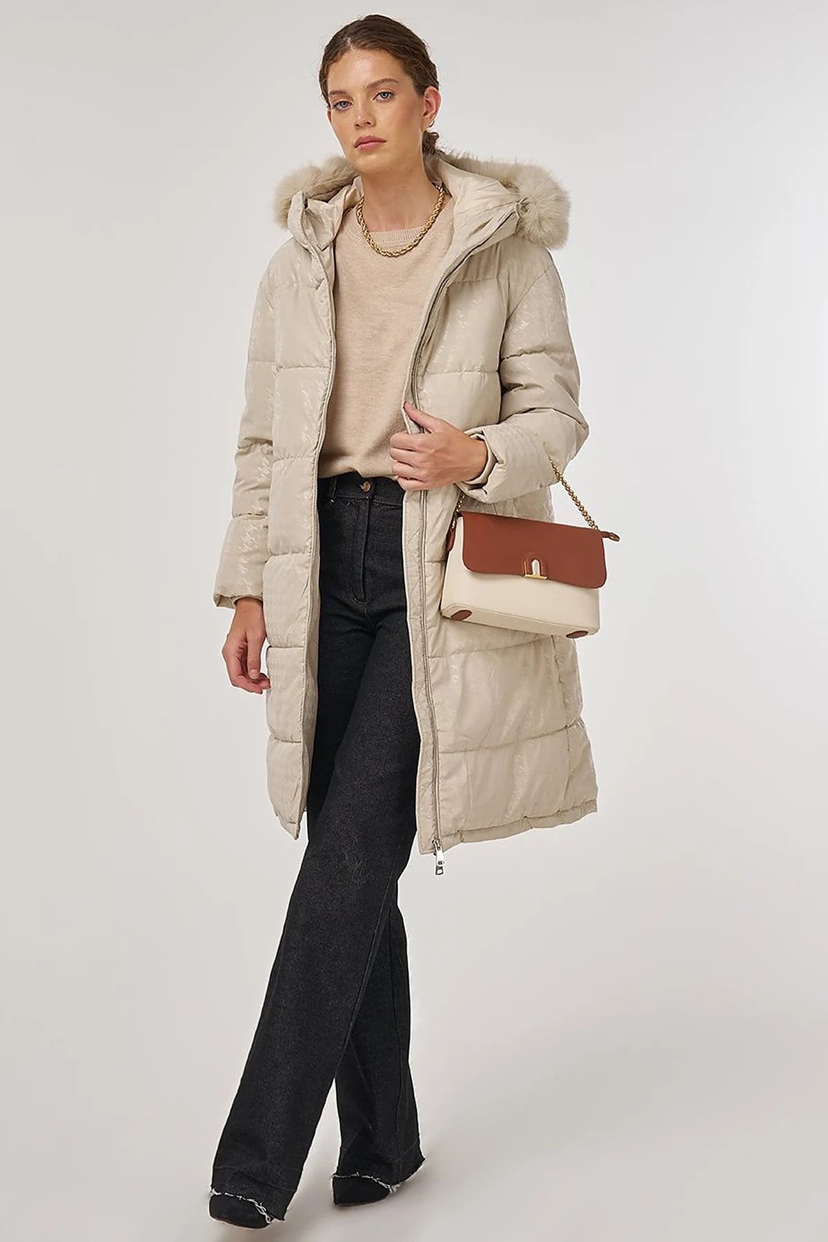 Kazayağı Desen Anorak Mont Taş