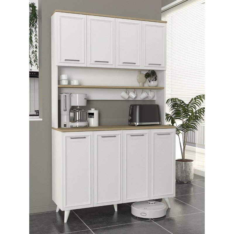 8 Kapakli Mutfak Dolabi Kahve Kosesi Cok Amacli Dolap Beyaz - Rota | Potter 1200X400X1961 Mm