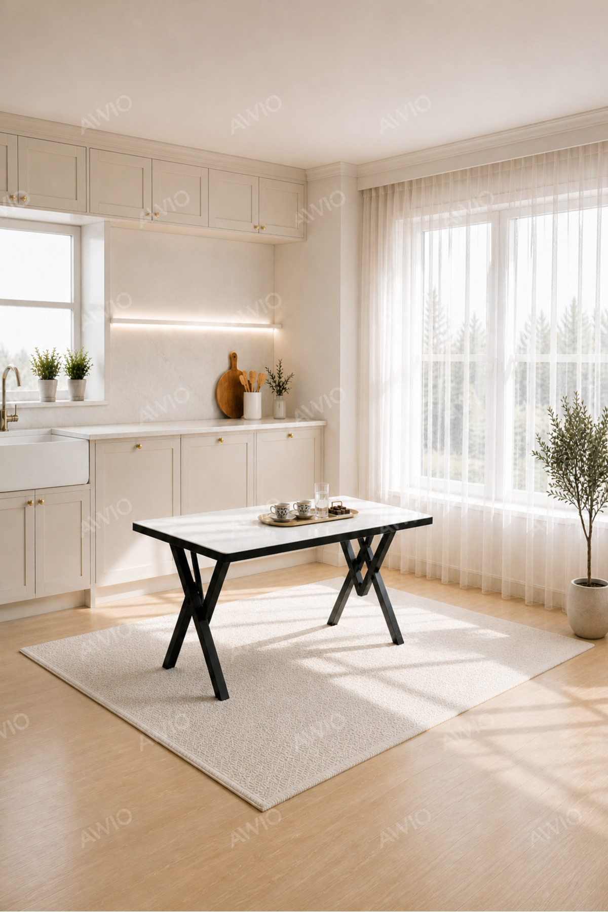 Alara Mutfak Masası 80x120 Yemek Masası Balkon Masası Cafe Masası Beyaz