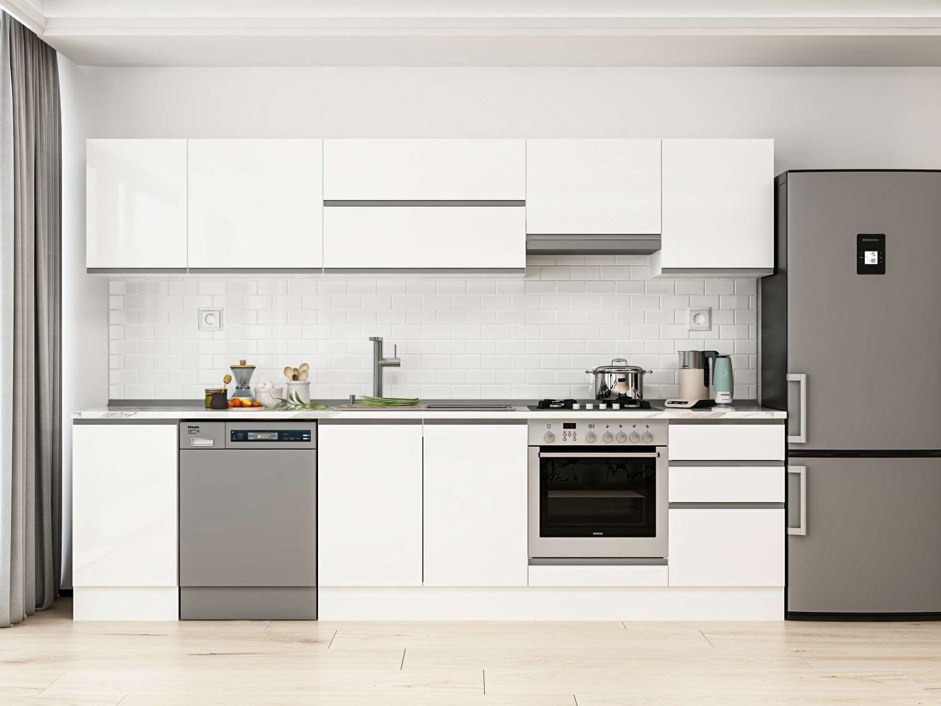 Alvinka 295X210 Cm High Gloss Mutfak Dolabı M-E80S45S50-1