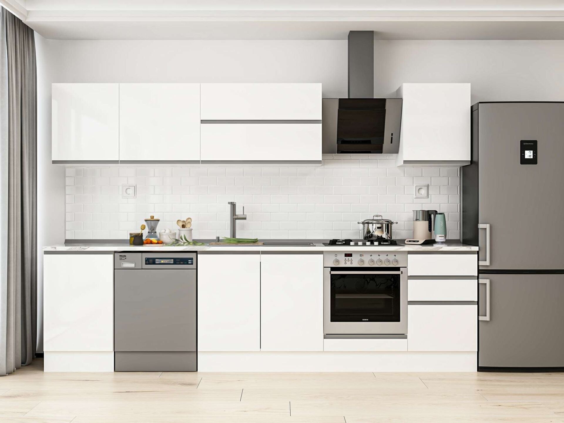 Alvinka 300X210 Cm High Gloss Mutfak Dolabı M-E80S50S50-2