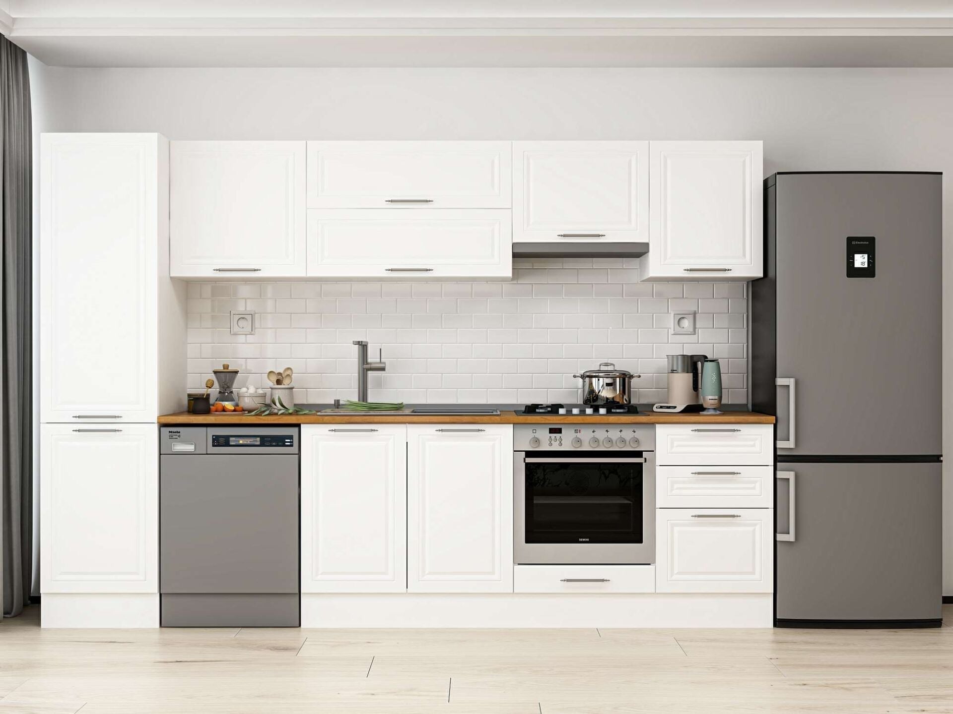 Alvinka 300X210 Cm Klasik Mebran Mutfak Dolabı Mb-E80B50S50-1