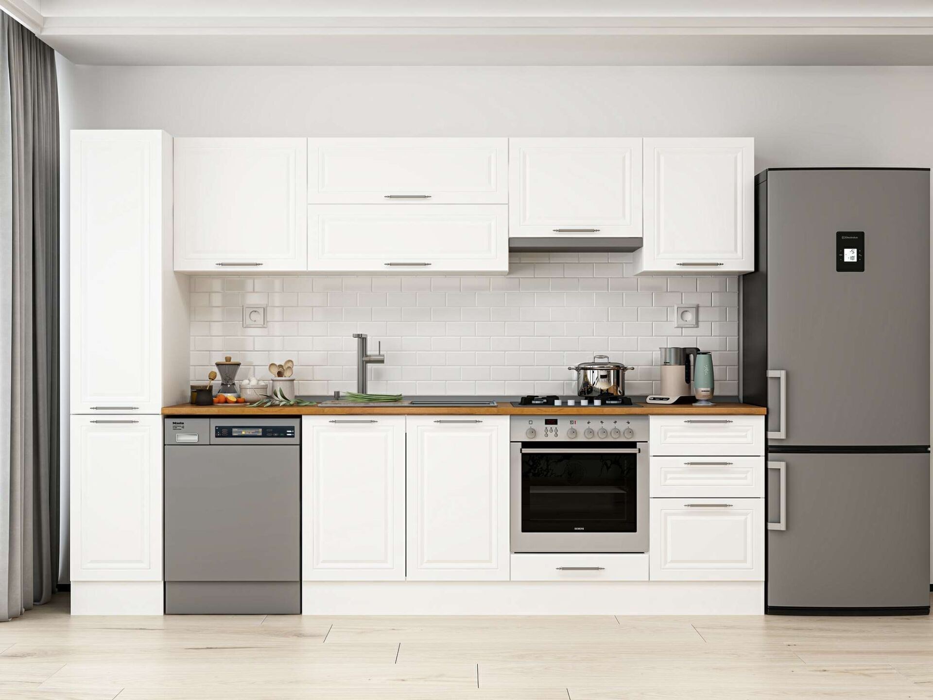 Alvinka 300X210 Cm Klasik Mebran Mutfak Dolabı Mb-E90B40S50-1
