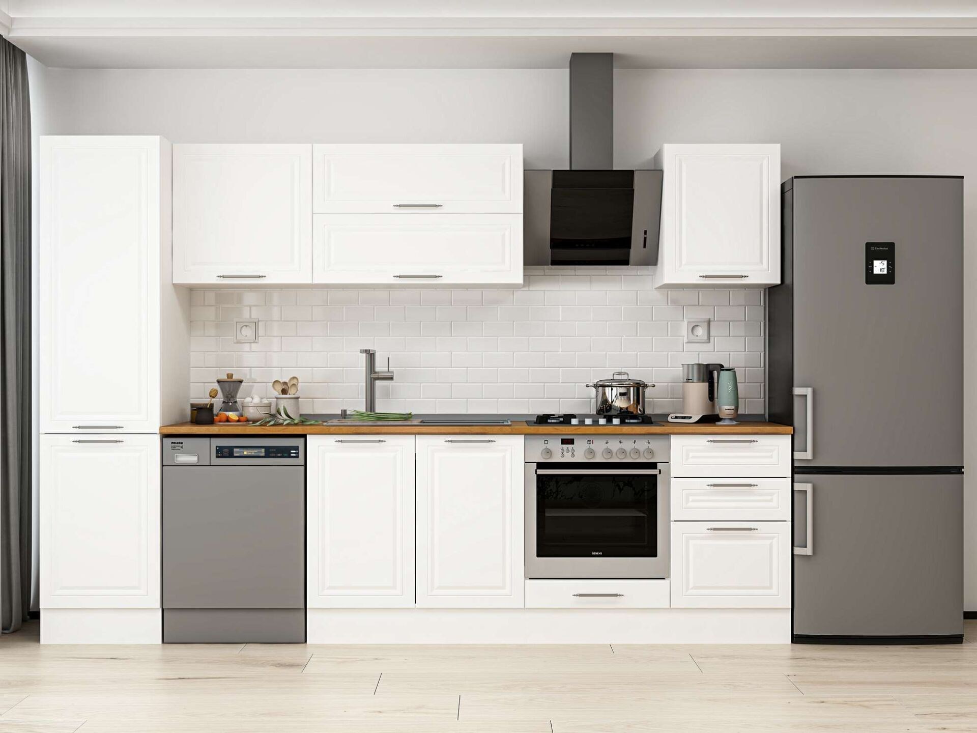 Alvinka 300X210 Cm Klasik Mebran Mutfak Dolabı Mb-E80B50S50-2