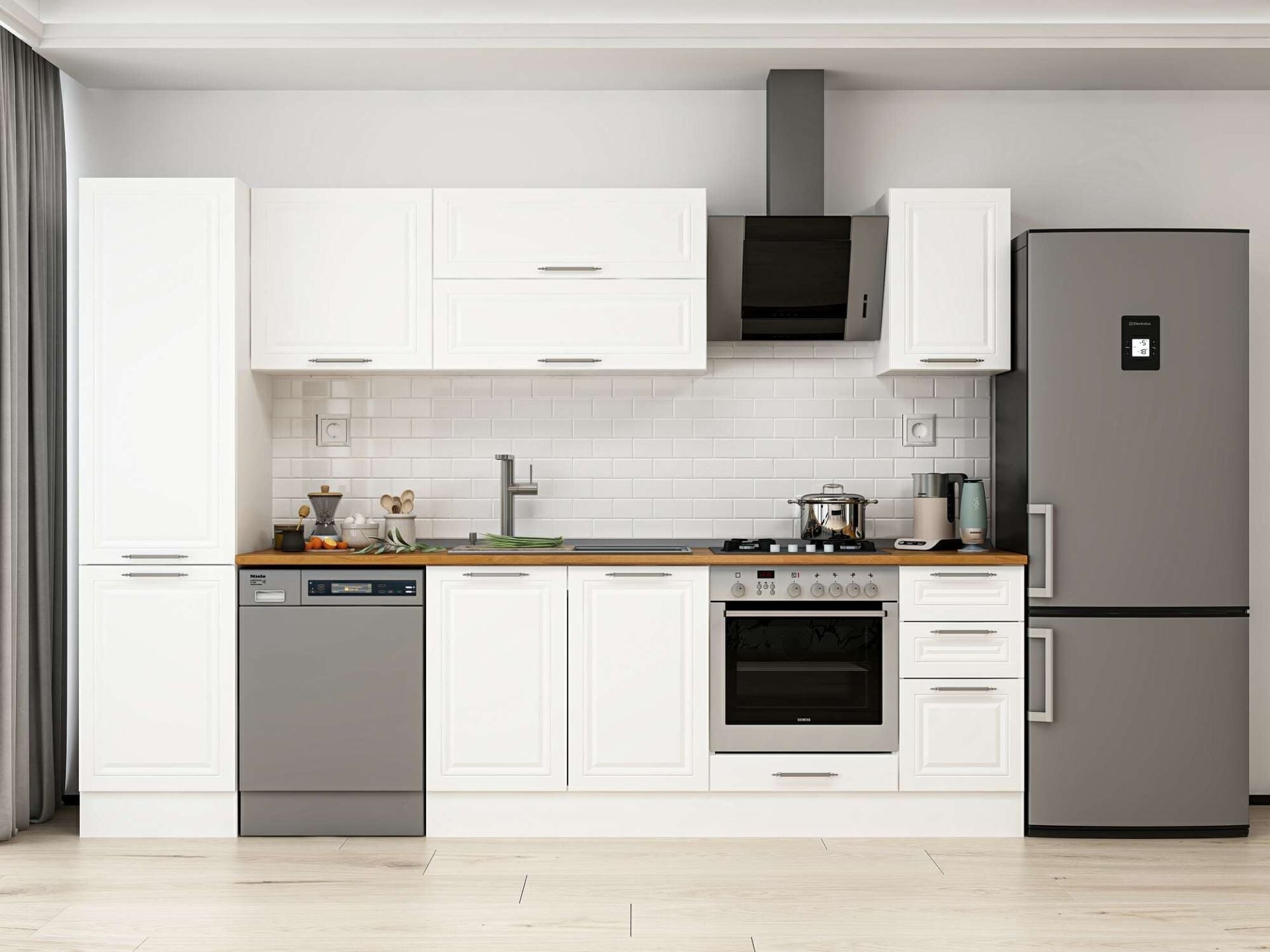 Alvinka 300X210 Cm Klasik Mebran Mutfak Dolabı Mb-E90B50S40-2
