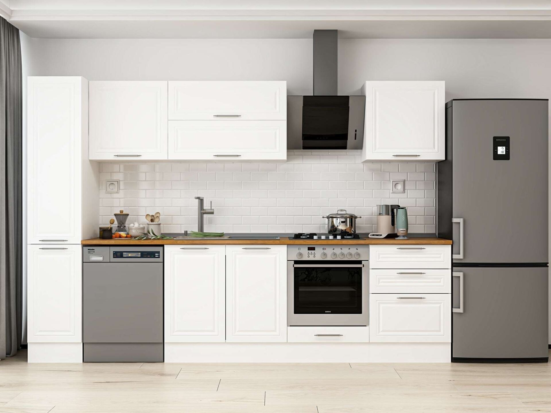 Alvinka 300X210 Cm Klasik Mebran Mutfak Dolabı Mb-E80B40S60-2