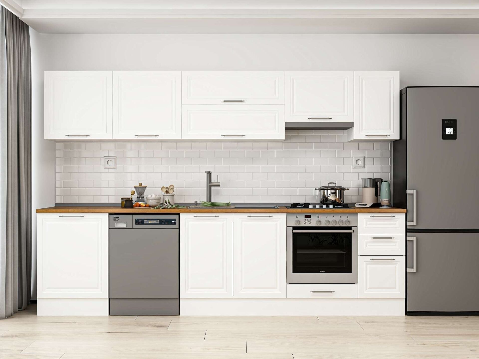 Alvinka 300X210 Cm Klasik Mebran Mutfak Dolabı M-E80S60S40-1