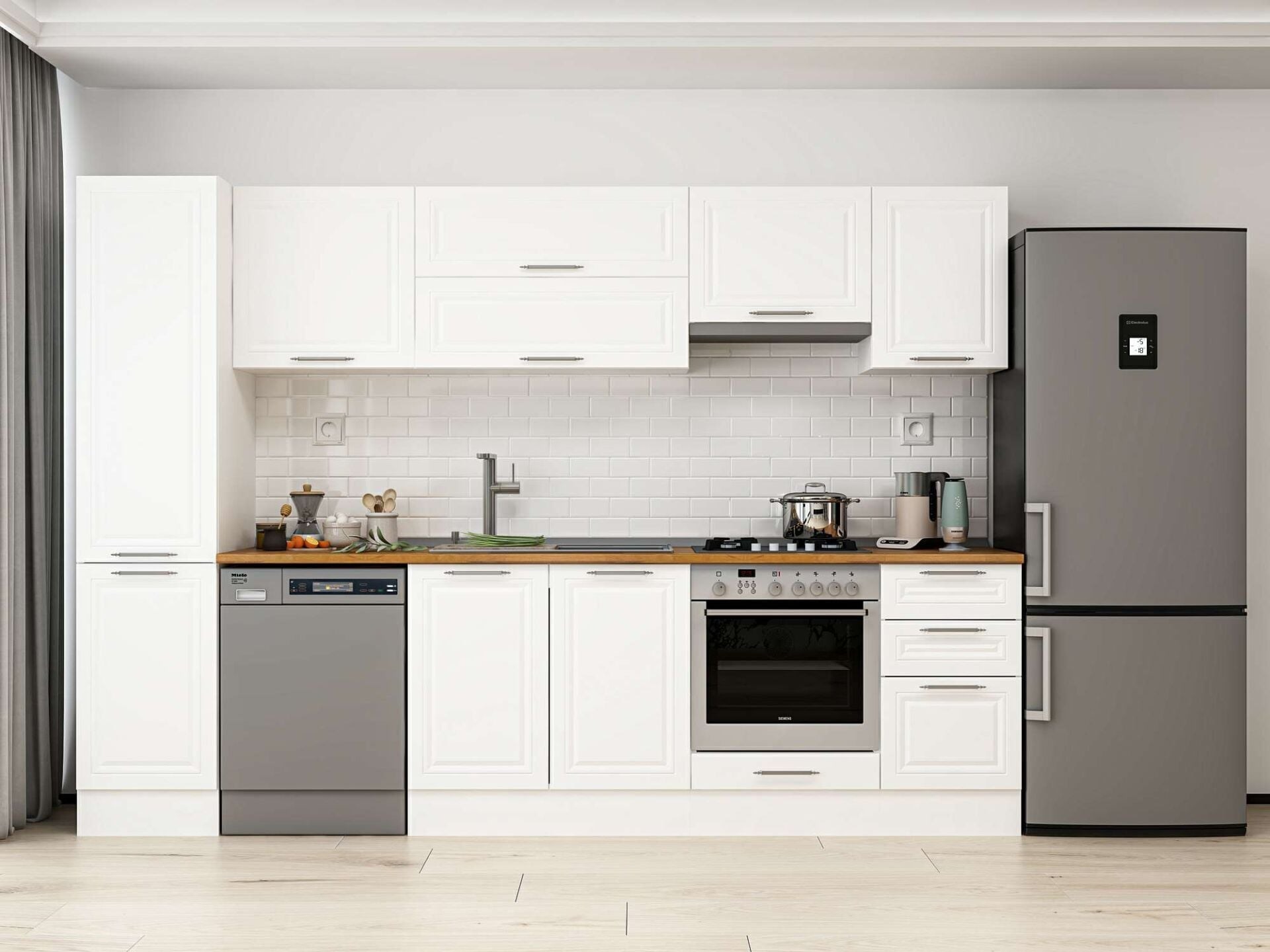 Alvinka 300X210 Cm Klasik Mebran Mutfak Dolabı Mb-E90B45S45-1