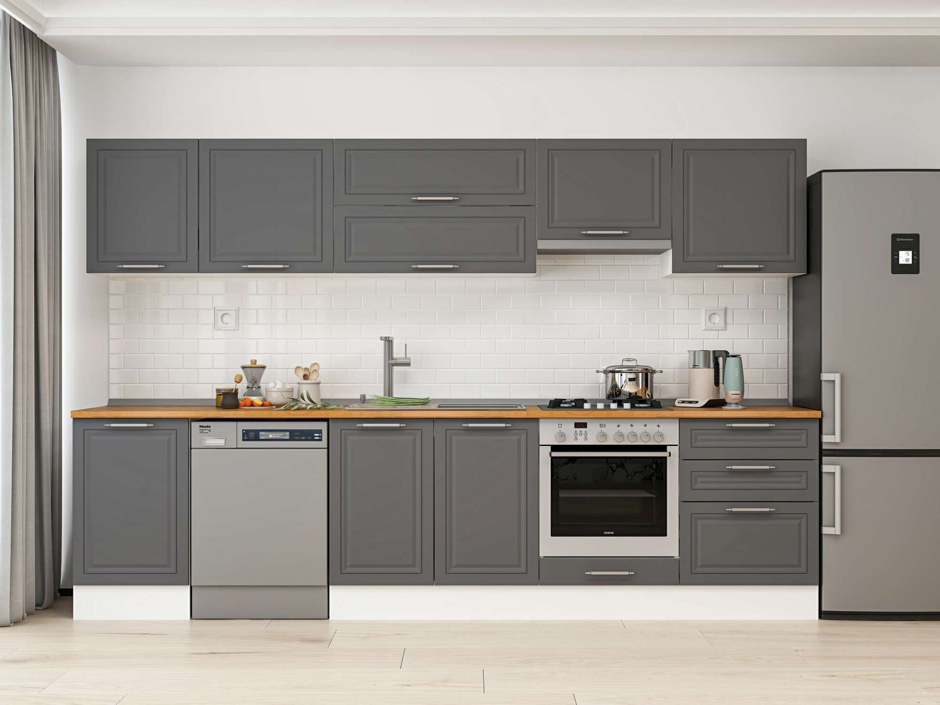 Alvinka 310X210 Cm Klasik Mebran Mutfak Dolabı M-E80S50S60-1