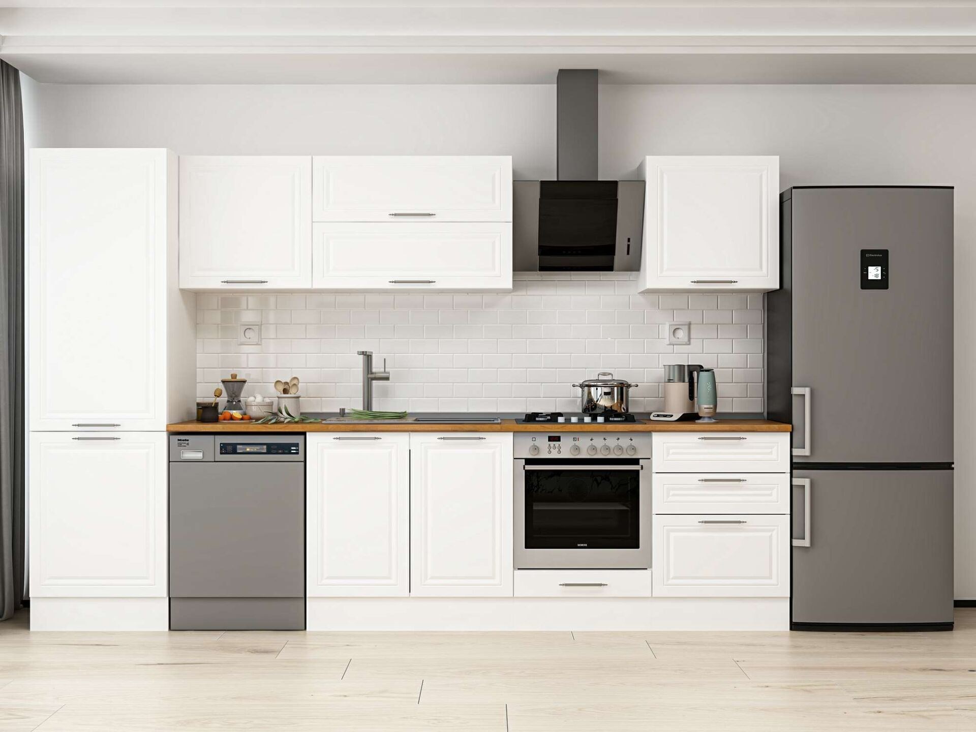 Alvinka 320X210 Cm Klasik Mebran Mutfak Dolabı Mb-E80B60S60-2