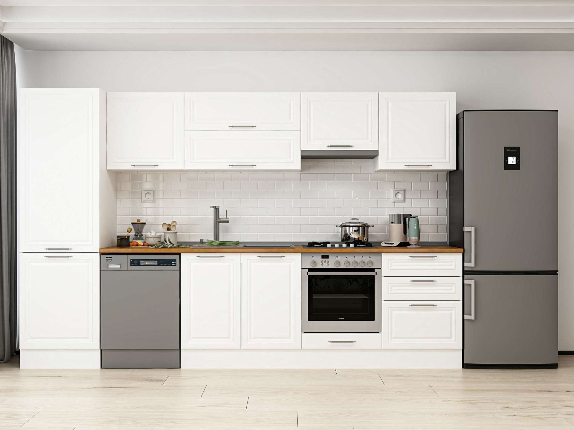 Alvinka 320X210 Cm Klasik Mebran Mutfak Dolabı Mb-E80B60S60-1