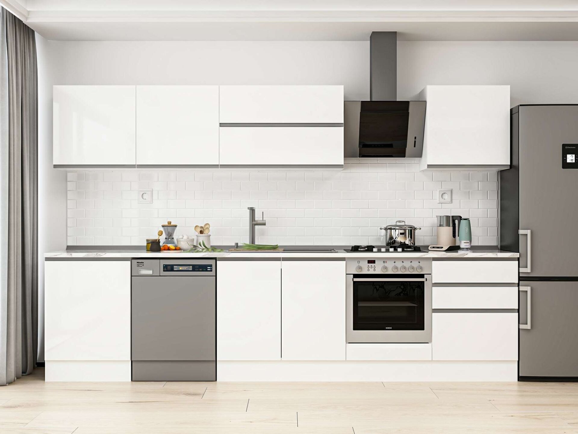 Alvinka 330X210 Cm High Gloss Mutfak Dolabı M-E90S60S60-2