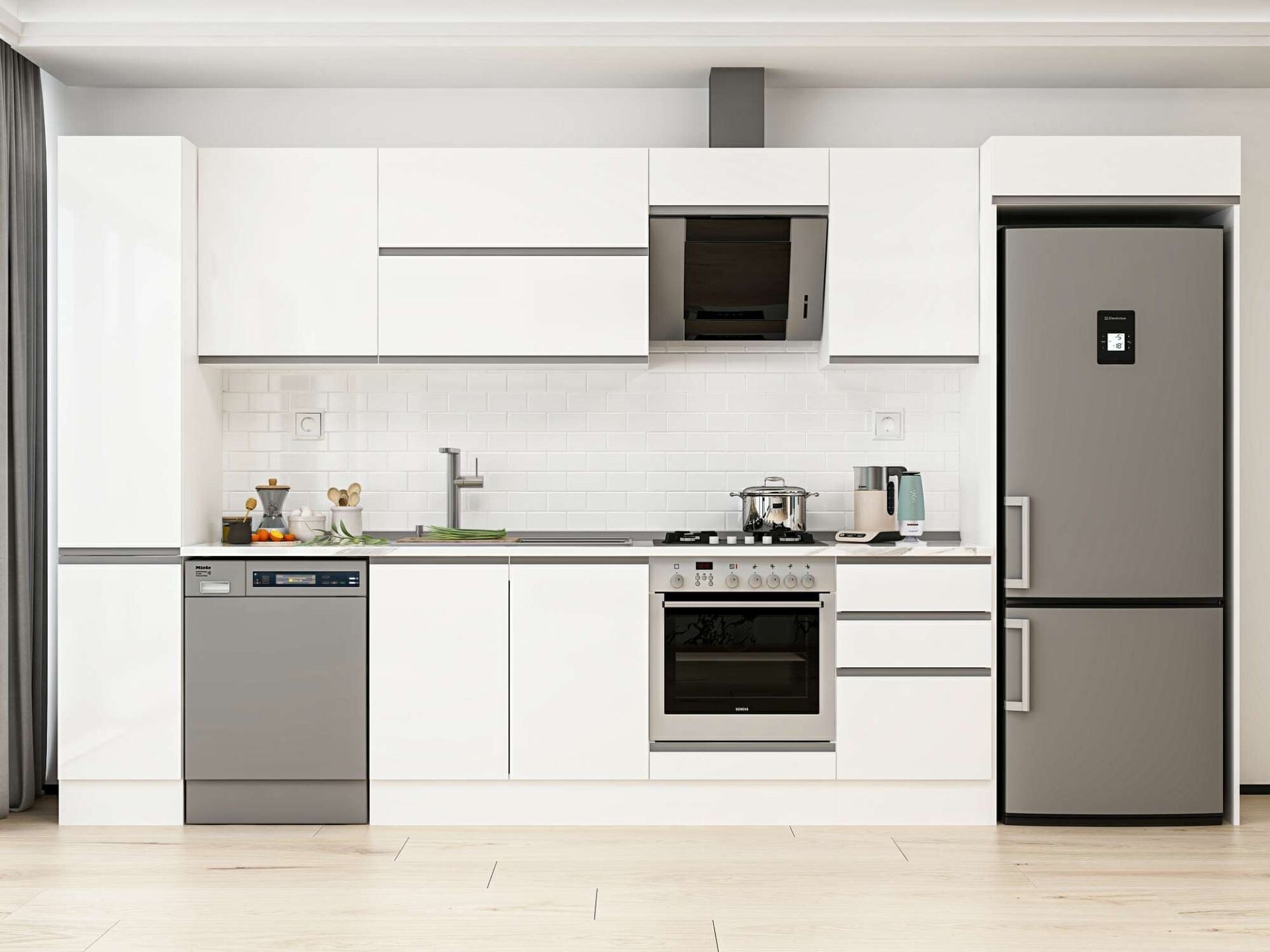 Alvinka 370X222 Cm High Gloss Mutfak Dolabı Mbb-E80B40S50-2