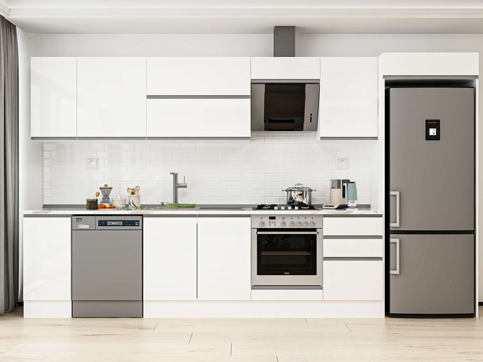 Alvinka 370X222 Cm High Gloss Mutfak Dolabı Mb-E80S40S50-2