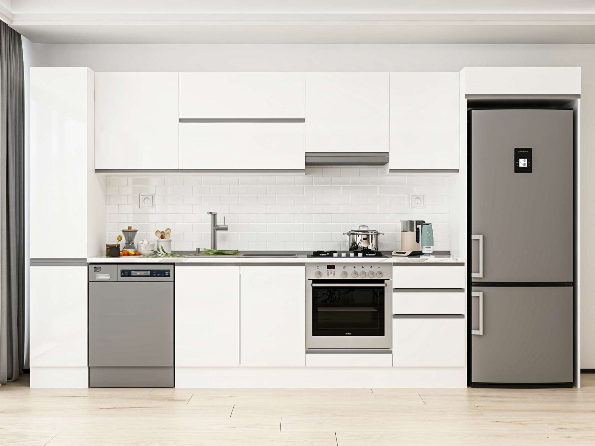 Alvinka 370X222 Cm High Gloss Mutfak Dolabı Mbb-E80B40S50-1