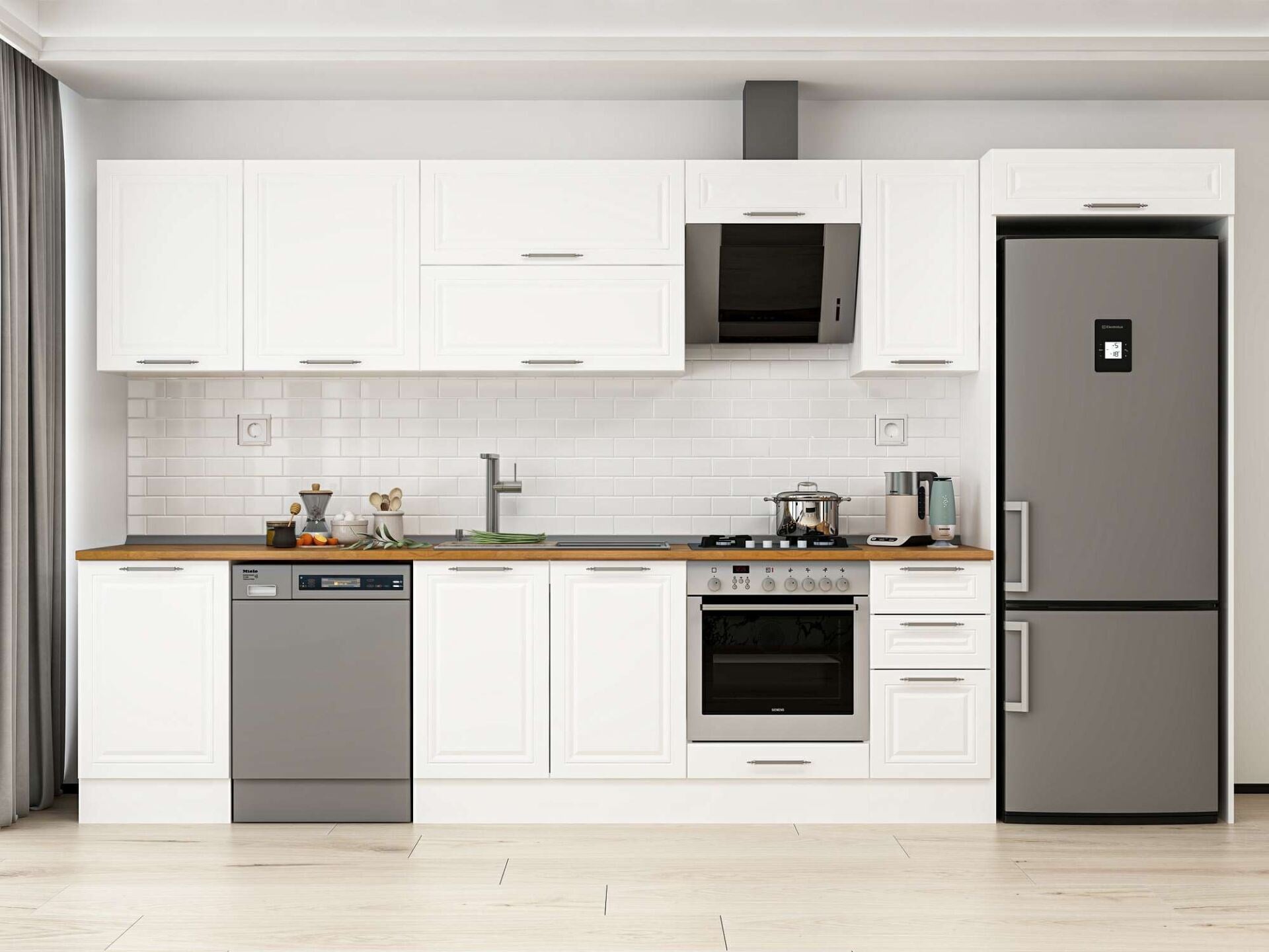 Alvinka 370X222 Cm Klasik Mebran Mutfak Dolabı Mb-E80S50S40-2